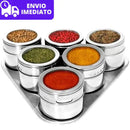 Porta Tempero Inox Magnético Com Imã Para Geladeira e Suporte