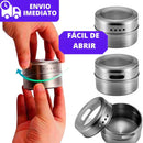 Porta Tempero Inox Magnético Com Imã Para Geladeira e Suporte