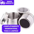 Porta Tempero Inox Magnético Com Imã Para Geladeira e Suporte