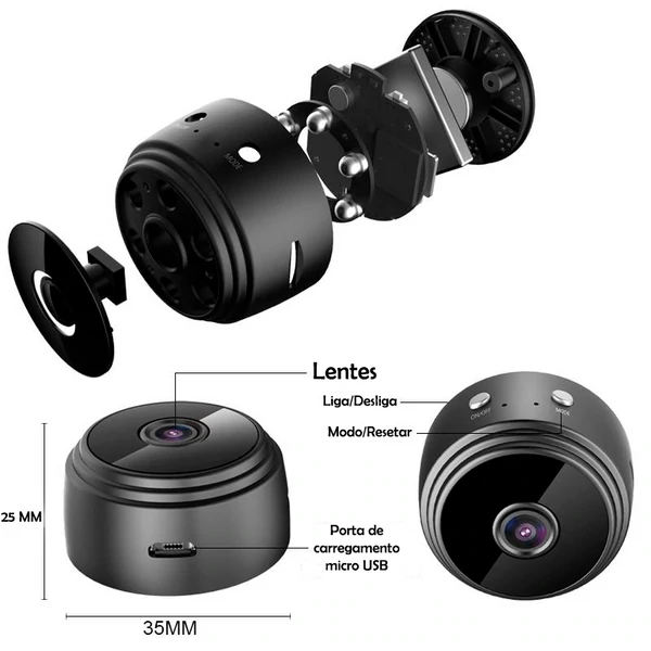 Mini Câmera de Segurança Espiã SpyCam Full HD 1080p